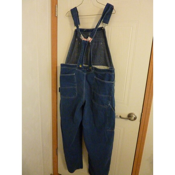Vintage 90s Pointer Brand Bib Farm Overalls Low Back Men's-sz 40x30-Blue Denim - Picture 3 of 6